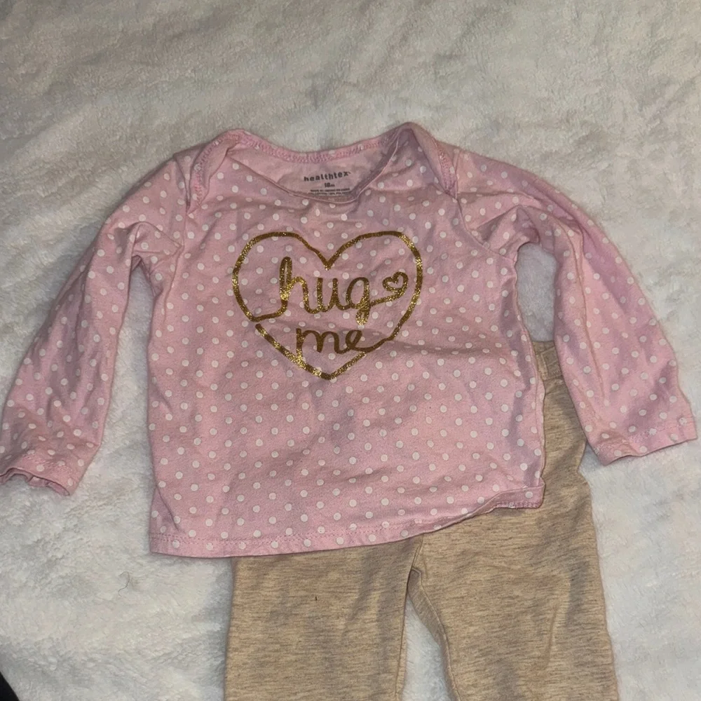 Healthtex Pink Baby Top with White Polka Dots